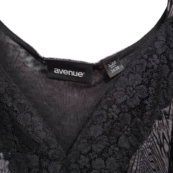 Avenue Size 2628 Lace Cami‎ Tank Top Black Gray Women's Plus Camisole - Picture 5 of 8